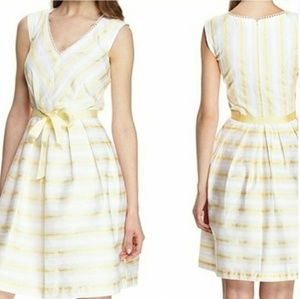Yellow White Stripe Fit and Flare Dress